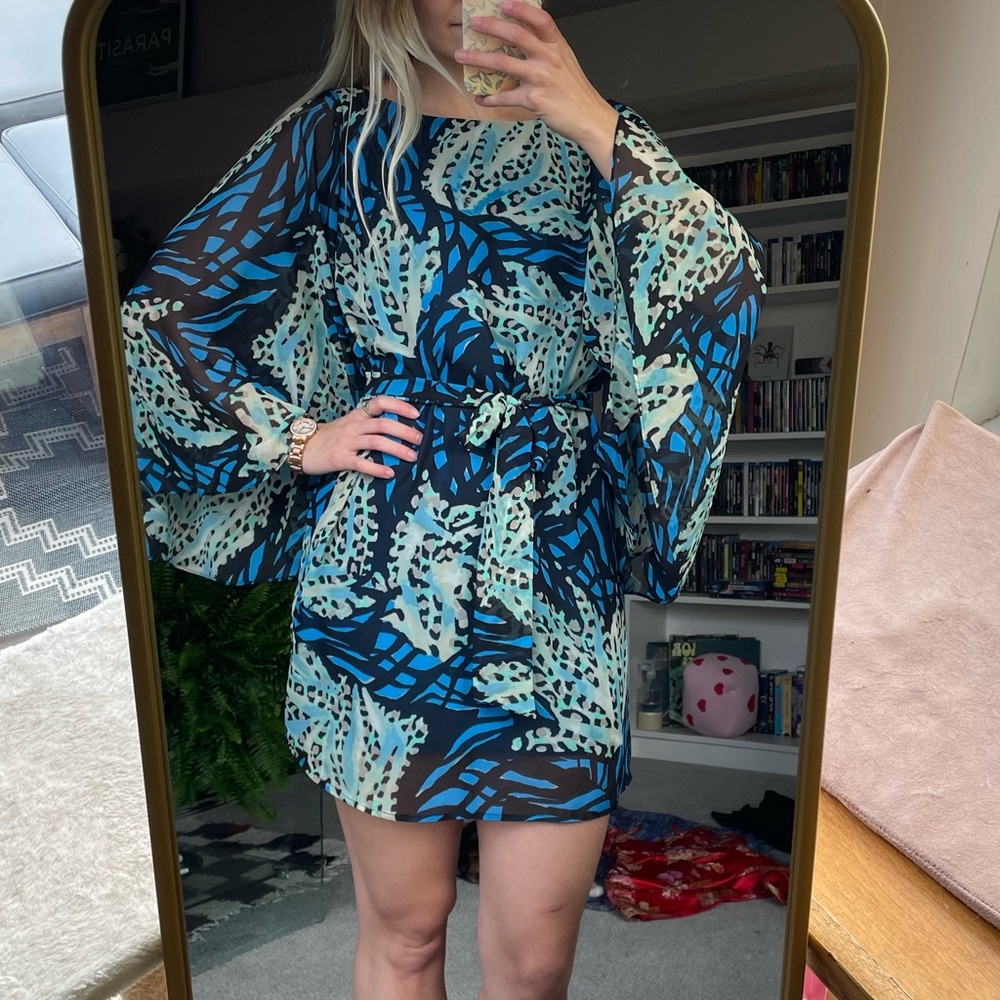Blue printed dress